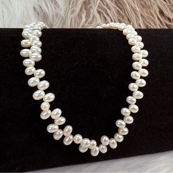 Vintage White Freshwater Pearl 925 Clasp Necklace